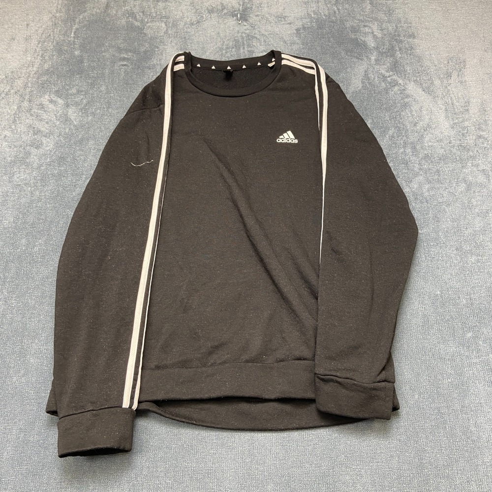 Adidas Primegreen Sweatshirt Mens XL Black White 3-Stripes Long Sleeve Pullover